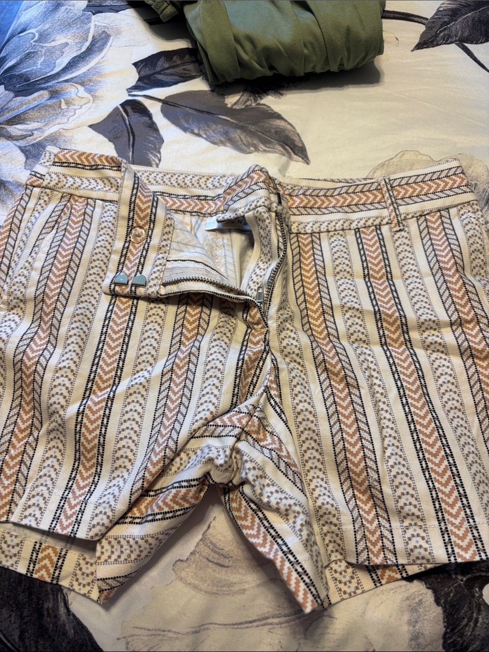 Kenar Striped High-Waist Shorts - Cream, Tan, Black